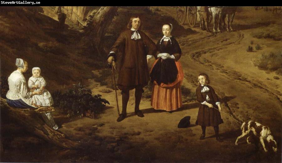 REMBRANDT Harmenszoon van Rijn Portrait of a couple with two children and a Nursemaid in a Landscape